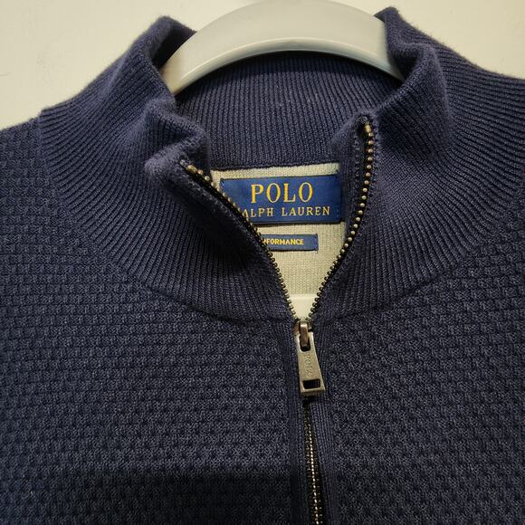 Polo Ralph Lauren 1/4 Zip Waffle Knit Performance Pullover Size XL Blue Preppy - Picture 1 of 10